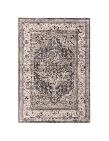 Elevate your space with the Sovereign Charcoal Medallion, a durable classic rug featuring a timeless Persian pattern and plush