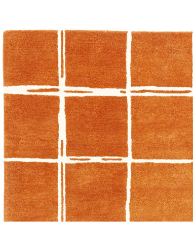 Tappeto Albany Grid Rust in lana, design moderno e motivo geometrico, perfetto per ambienti contemporanei soggiorno eleganti e