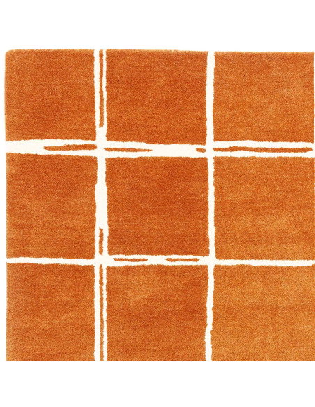 Elevate your home with the Albany Grid Rust, a modern designer rug featuring a warm rust hue and geometric pattern for stylish,