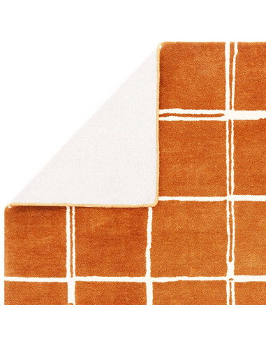 Elevate your home with the Albany Grid Rust, a modern designer rug featuring a warm rust hue and geometric pattern for stylish,