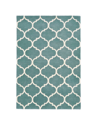 Elevate your space with the Albany Ogee Duck Egg rug, a modern designer rug featuring plush wool and a chic geometric pattern f