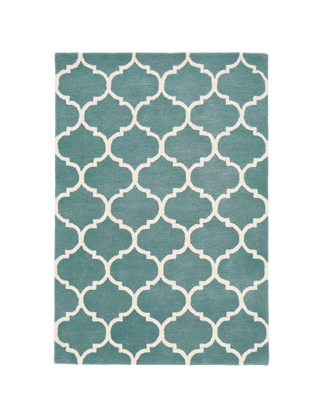Elevate your space with the Albany Ogee Duck Egg rug, a modern designer rug featuring plush wool and a chic geometric pattern f