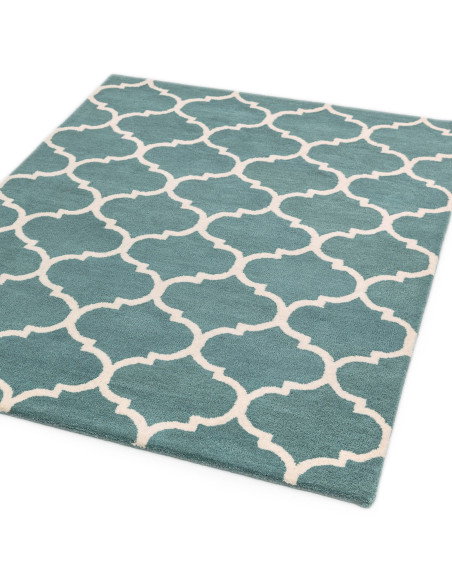 Elevate your space with the Albany Ogee Duck Egg rug, a modern designer rug featuring plush wool and a chic geometric pattern f