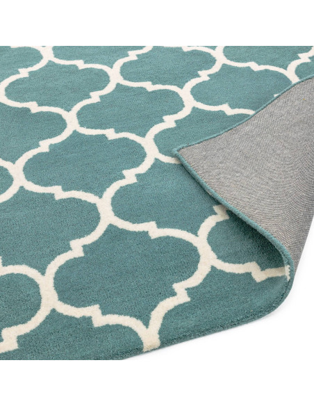 Tappeto Albany Ogee Duck Egg in lana naturale, design moderno e geometrico, perfetto per soggiorni contemporanei eleganti e con