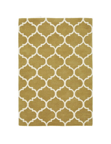 Tappeto Albany Ogee Ochre in lana naturale: design moderno e duraturo per un soggiorno elegante e accogliente. Perfetto tra i t