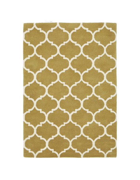 Tappeto Albany Ogee Ochre in lana naturale: design moderno e duraturo per un soggiorno elegante e accogliente. Perfetto tra i t
