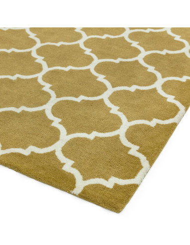 Tappeto Albany Ogee Ochre in lana naturale: design moderno e duraturo per un soggiorno elegante e accogliente. Perfetto tra i t