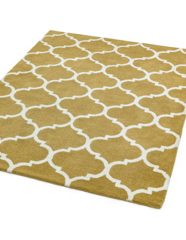 Tappeto Albany Ogee Ochre in lana naturale: design moderno e duraturo per un soggiorno elegante e accogliente. Perfetto tra i t