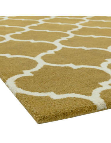 Elevate your space with the Albany Ogee Ochre, a modern designer rug featuring a plush wool texture and striking geometric eleg