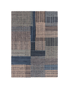 Tappeto Aspect Blue Multi: design moderno e geometrico in lana naturale, perfetto per ambienti contemporanei e soggiorni elegan
