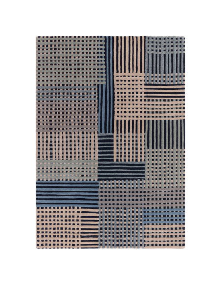 Elevate your space with the Aspect Blue Multi modern designer rug, featuring geometric elegance and plush natural wool for last