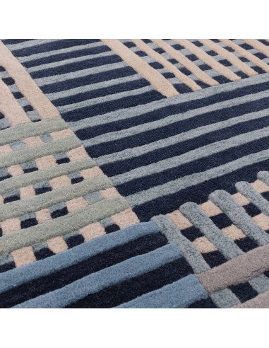 Elevate your space with the Aspect Blue Multi modern designer rug, featuring geometric elegance and plush natural wool for last
