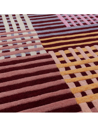 Discover the Aspect Red Multi modern designer rug—bold geometric patterns in natural wool, adding warmth and style to any livin