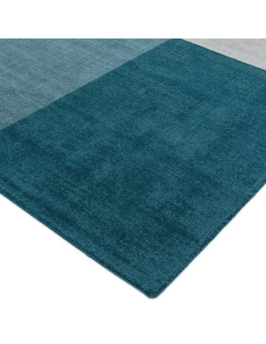 Tappeto Blox Teal in lana naturale, design geometrico moderno, perfetto per soggiorni contemporanei e ambienti dal gusto raffin