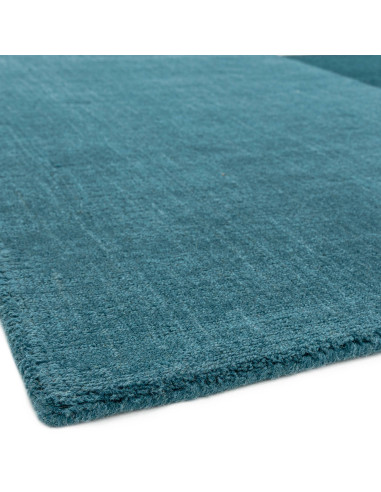 Tappeto Blox Teal in lana naturale, design geometrico moderno, perfetto per soggiorni contemporanei e ambienti dal gusto raffin