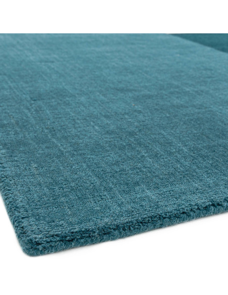 Tappeto Blox Teal in lana naturale, design geometrico moderno, perfetto per soggiorni contemporanei e ambienti dal gusto raffin