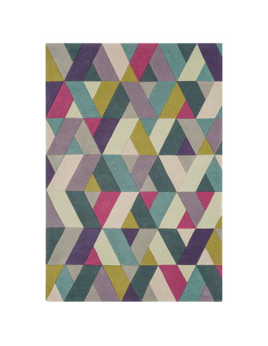 Tappeto Funk Chevron Blue Green: design moderno e geometrico in lana, perfetto per soggiorni contemporanei e ambienti di stile