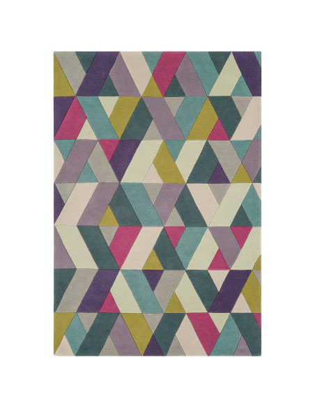 Tappeto Funk Chevron Blue Green: design moderno e geometrico in lana, perfetto per soggiorni contemporanei e ambienti di stile