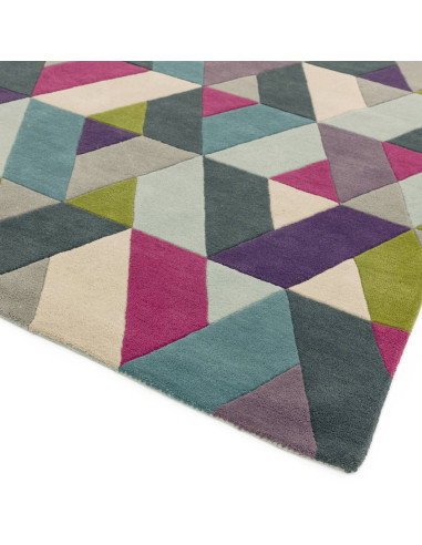 Tappeto Funk Chevron Blue Green: design moderno e geometrico in lana, perfetto per soggiorni contemporanei e ambienti di stile
