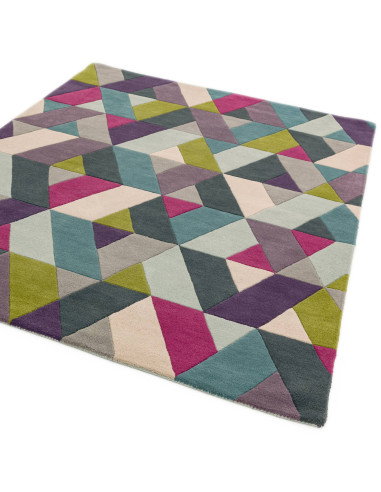Tappeto Funk Chevron Blue Green: design moderno e geometrico in lana, perfetto per soggiorni contemporanei e ambienti di stile