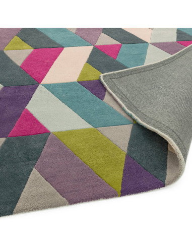 Tappeto Funk Chevron Blue Green: design moderno e geometrico in lana, perfetto per soggiorni contemporanei e ambienti di stile