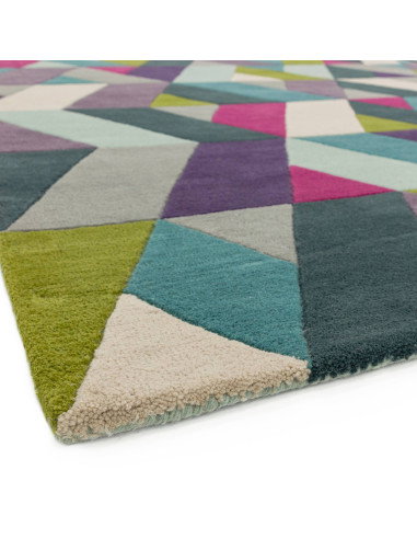 Tappeto Funk Chevron Blue Green: design moderno e geometrico in lana, perfetto per soggiorni contemporanei e ambienti di stile