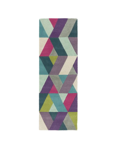 Tappeto Funk Chevron Blue Green: design moderno e geometrico in lana, perfetto per soggiorni contemporanei e ambienti di stile