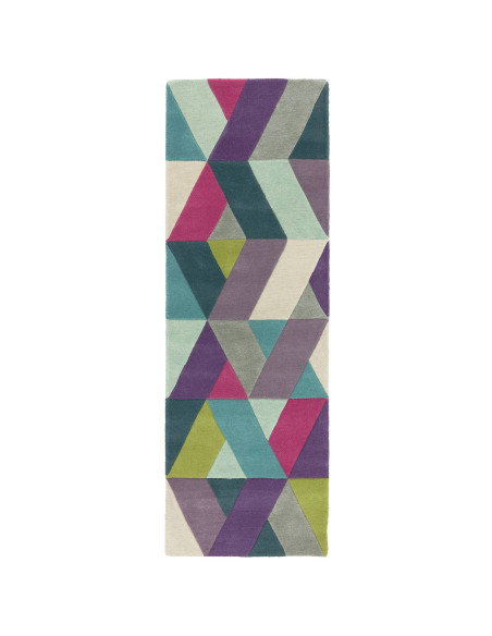 Tappeto Funk Chevron Blue Green: design moderno e geometrico in lana, perfetto per soggiorni contemporanei e ambienti di stile