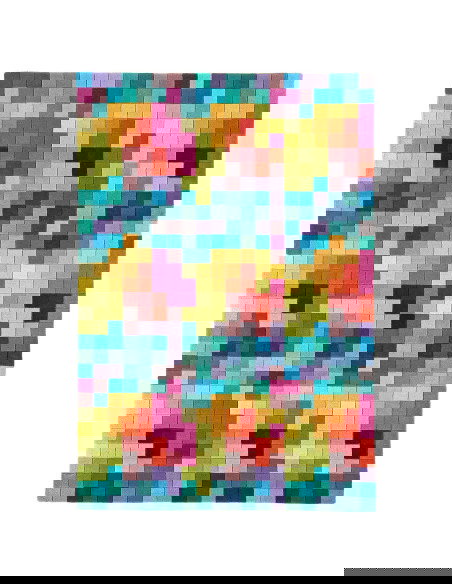 Add vibrant style and cozy comfort to your space with the Funk Multi modern area rug, featuring a bold geometric design and plu