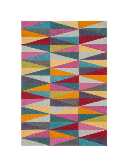 Tappeto Funk Triangles in lana, design moderno e colori vivaci, perfetto per soggiorni contemporanei e ambienti dal tocco origi