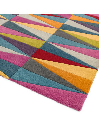Tappeto Funk Triangles in lana, design moderno e colori vivaci, perfetto per soggiorni contemporanei e ambienti dal tocco origi