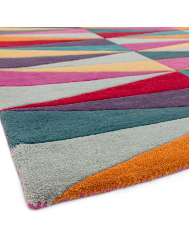 Add vibrant geometric elegance to your space with the Funk Triangles modern designer rug, crafted from soft, durable natural wo