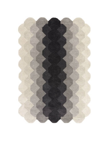 Tappeto Hive Charcoal in lana naturale: design moderno e geometrico, perfetto per soggiorni contemporanei eleganti e confortevo