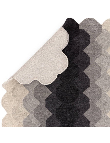 Elevate your space with the Hive Charcoal modern designer rug, featuring geometric elegance and plush natural wool for lasting