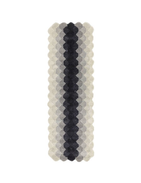 Tappeto Hive Charcoal in lana naturale: design moderno e geometrico, perfetto per soggiorni contemporanei eleganti e confortevo