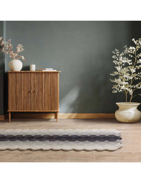 Elevate your space with the Hive Charcoal modern designer rug, featuring geometric elegance and plush natural wool for lasting
