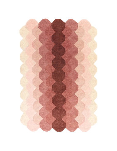 Elevate your space with the Hive Pink modern designer rug, featuring a plush wool pile and elegant geometric honeycomb pattern
