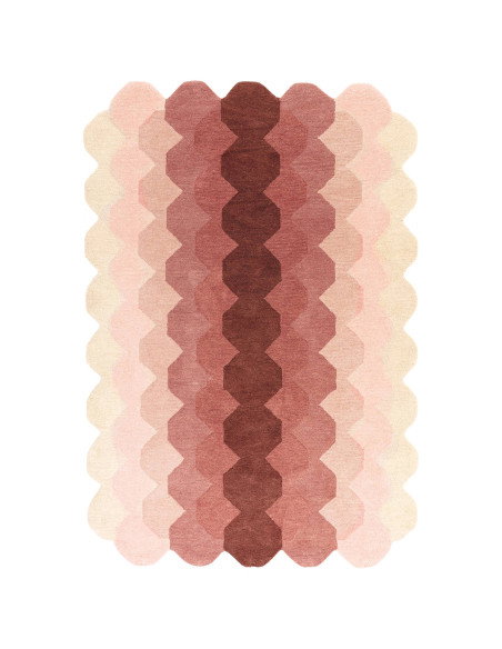 Tappeto Hive Pink in lana naturale, design geometrico moderno: eleganza e comfort per il tuo soggiorno con tappeti contemporane