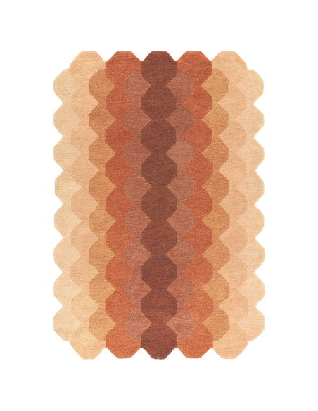 Tappeto Hive Rust in lana naturale, design geometrico moderno, perfetto per soggiorni contemporanei che uniscono stile, comfort