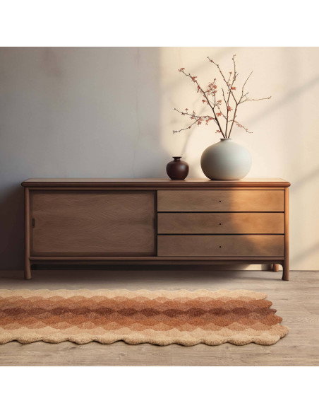 Tappeto Hive Rust in lana naturale, design geometrico moderno, perfetto per soggiorni contemporanei che uniscono stile, comfort