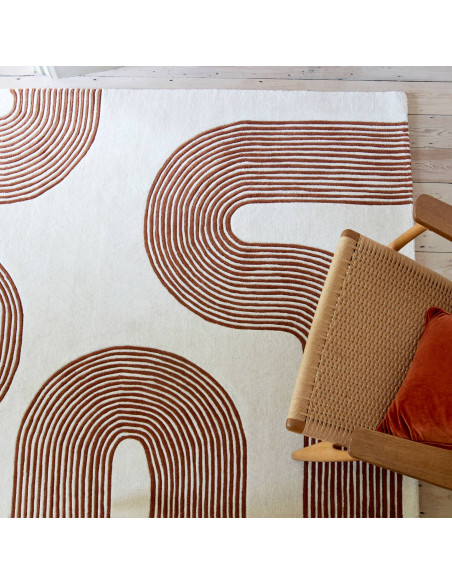 Tappeto Matrix 85 Arches Amber in lana naturale, design moderno e geometrico, perfetto per ambienti contemporanei soggiorno ele