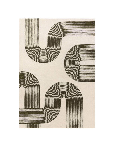 Elevate your space with the Matrix 86 Arches Forest, a modern designer rug featuring geometric elegance and plush natural wool