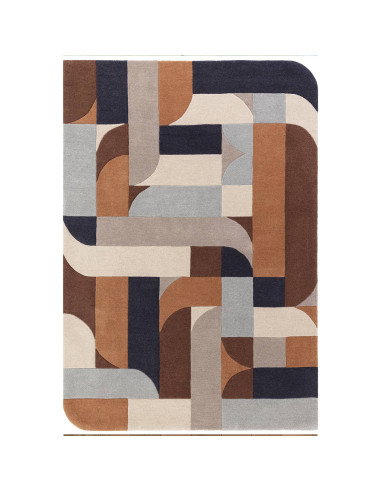 Tappeto Matrix 88 Klotski Terracotta: design moderno e comfort in lana naturale, perfetto tra i tappeti contemporanei soggiorno