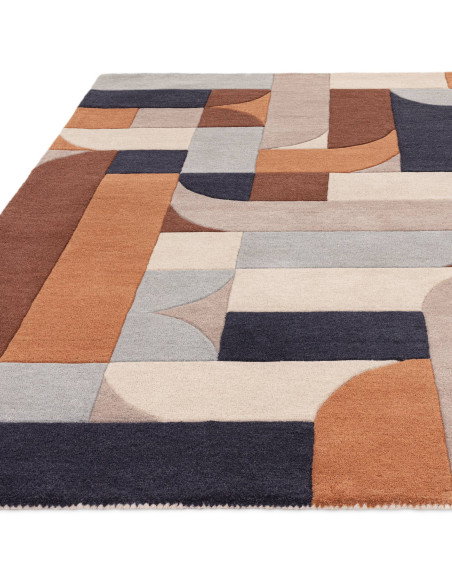 Elevate your space with the Matrix 88 Klotski Terracotta, a modern designer rug featuring bold geometric patterns in soft, dura