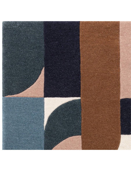 Tappeto Matrix 89 Klotski Teal: design geometrico in lana naturale, perfetto per ambienti moderni e contemporanei, elegante e f