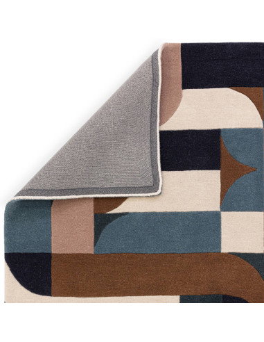 Tappeto Matrix 89 Klotski Teal: design geometrico in lana naturale, perfetto per ambienti moderni e contemporanei, elegante e f