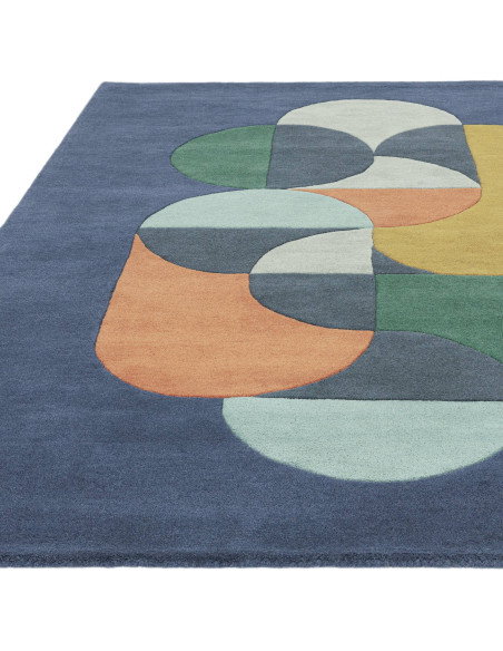 Tappeto Matrix 91 Statement Navy: design geometrico e lana naturale per tappeti contemporanei soggiorno eleganti e resistenti.