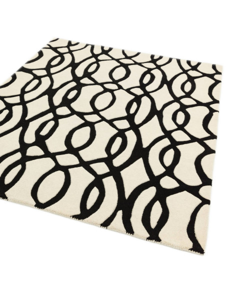 Tappeto Matrix MAX35 Wire White: design moderno e geometrico in lana naturale, perfetto per tappeti contemporanei soggiorno ele