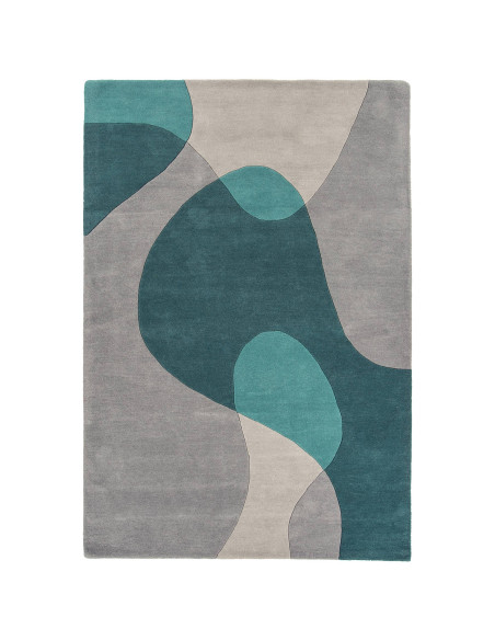 Elevate your space with the Matrix MAX57 Arc Teal, a modern designer rug featuring geometric elegance in rich teal and soft gre