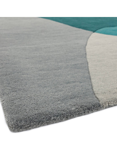 Tappeto Matrix MAX57 Arc Teal in lana naturale, design geometrico moderno ideale per soggiorni contemporanei e ambienti dal gus